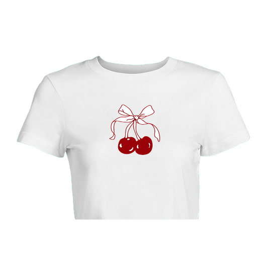 Cherry Bow Crop Tee